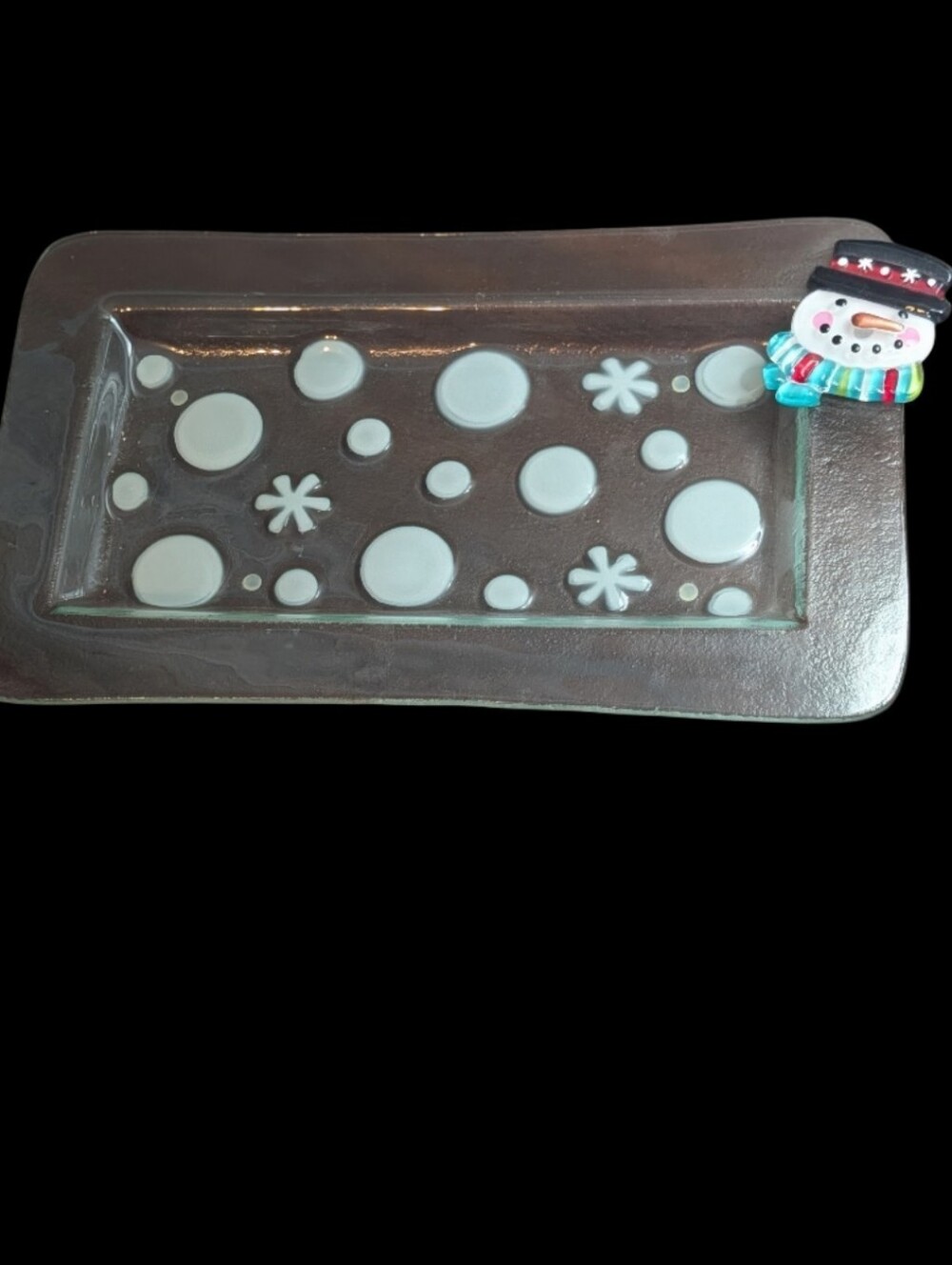 Demdaco by Lori Siebert Pop-In Everyday Interchangeable Glass Platter W/ Snowman